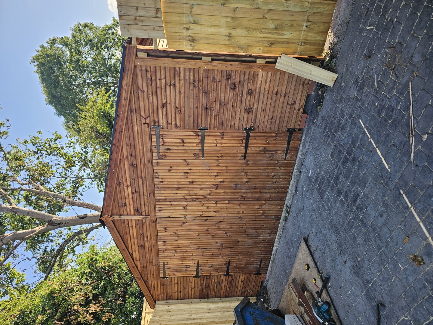 Front of the custom Apex Beast timber garage with extra-wide double doors