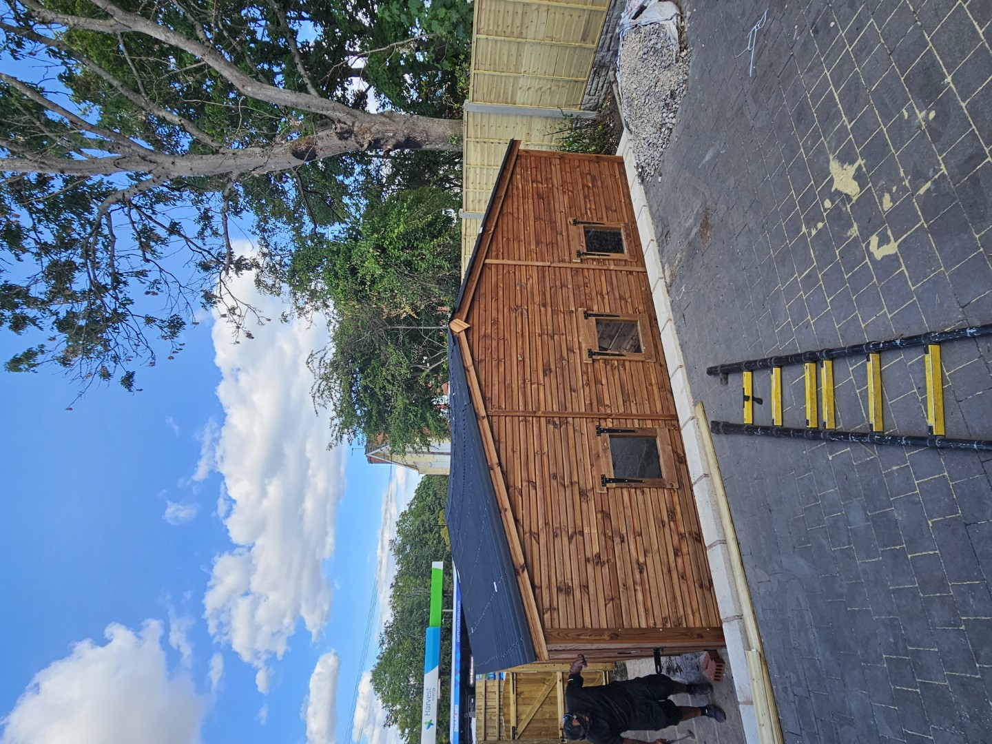 Wide exterior view of the 20 by 15 timber garage