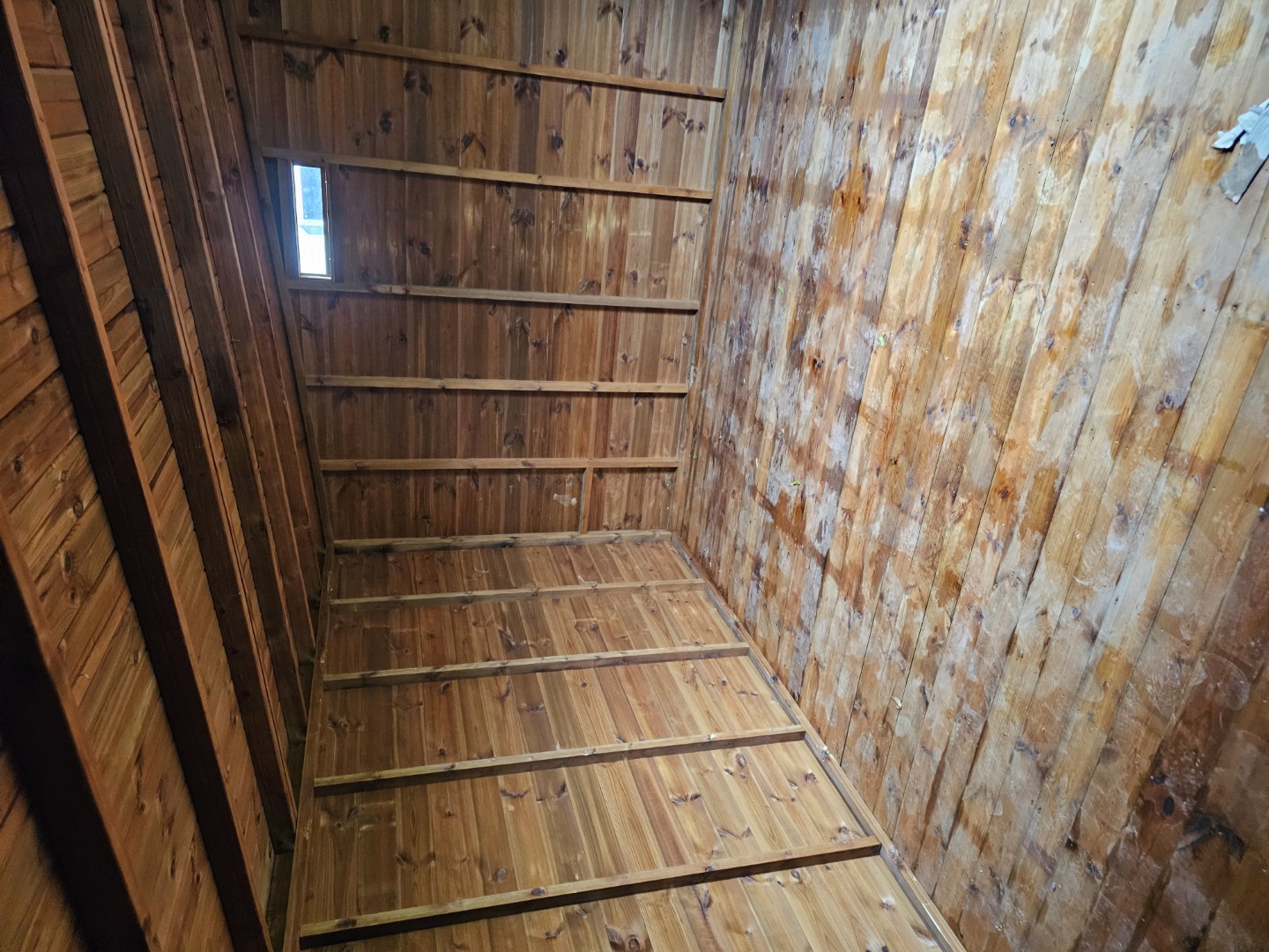 Interior of the Yeo Valley Organic pent shed showing the open storage space
