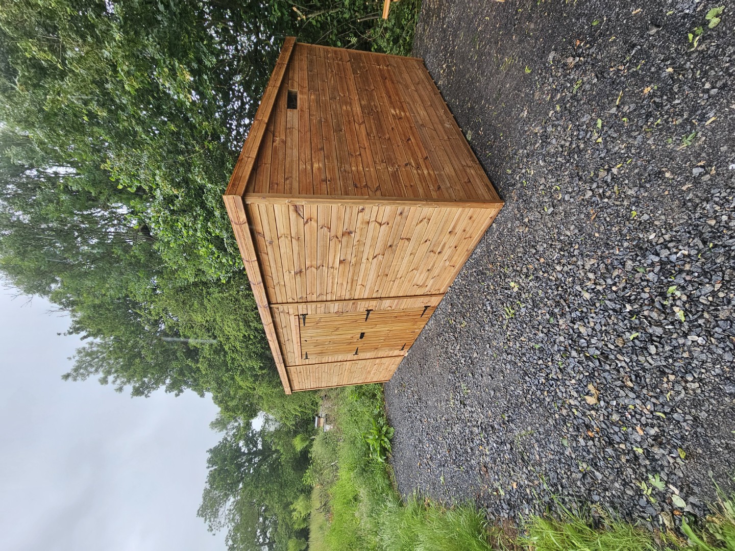 17 by 10 Pent Tanalised shed installed in a Yeo Valley Organic cow field near Bristol