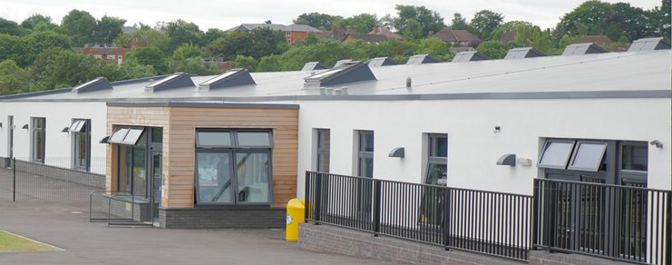 Modern buildings at The Bemrose School in Derby