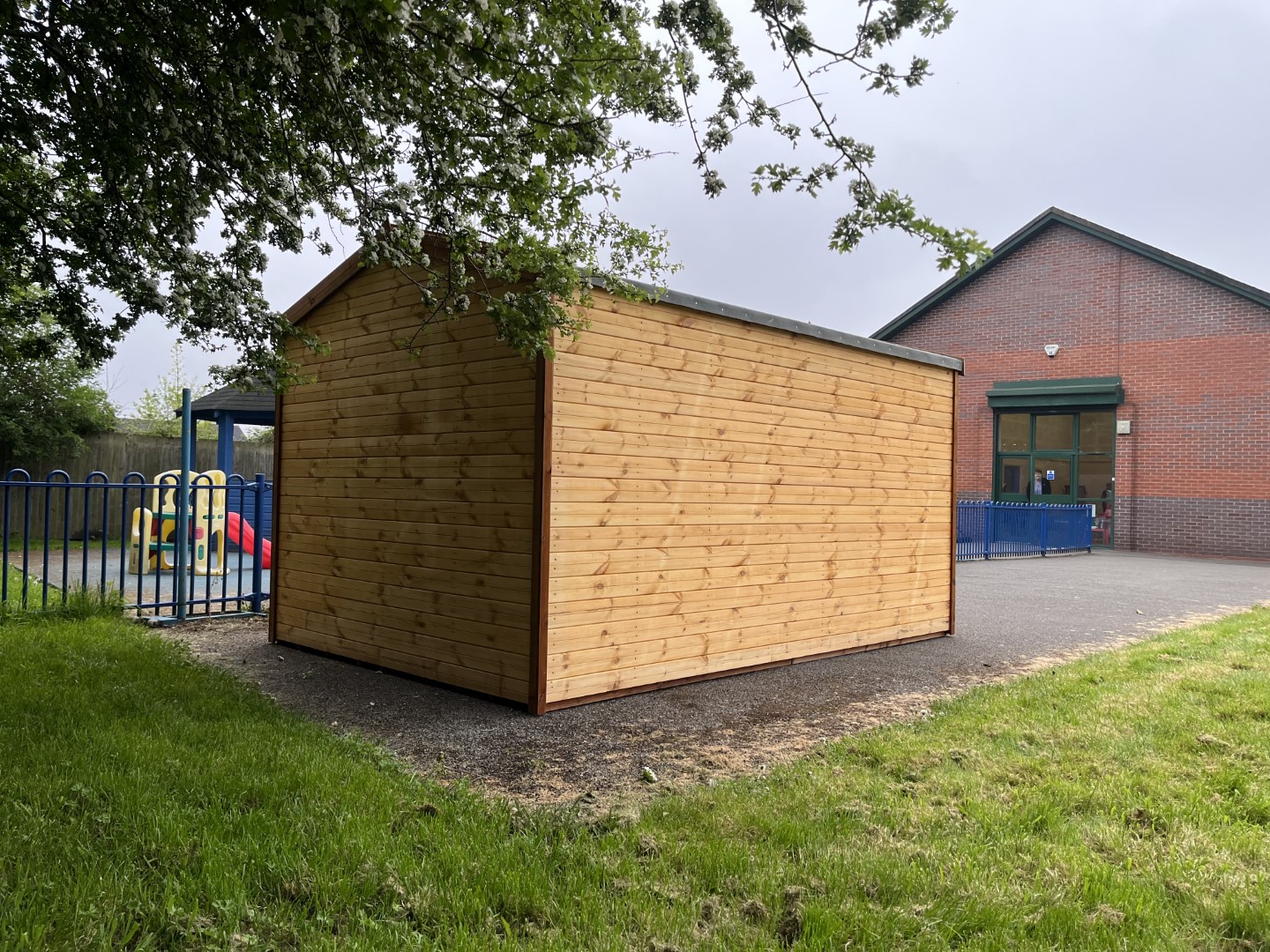 Rear of the 12 by 8 standard timber shed supplied to The Bemrose School