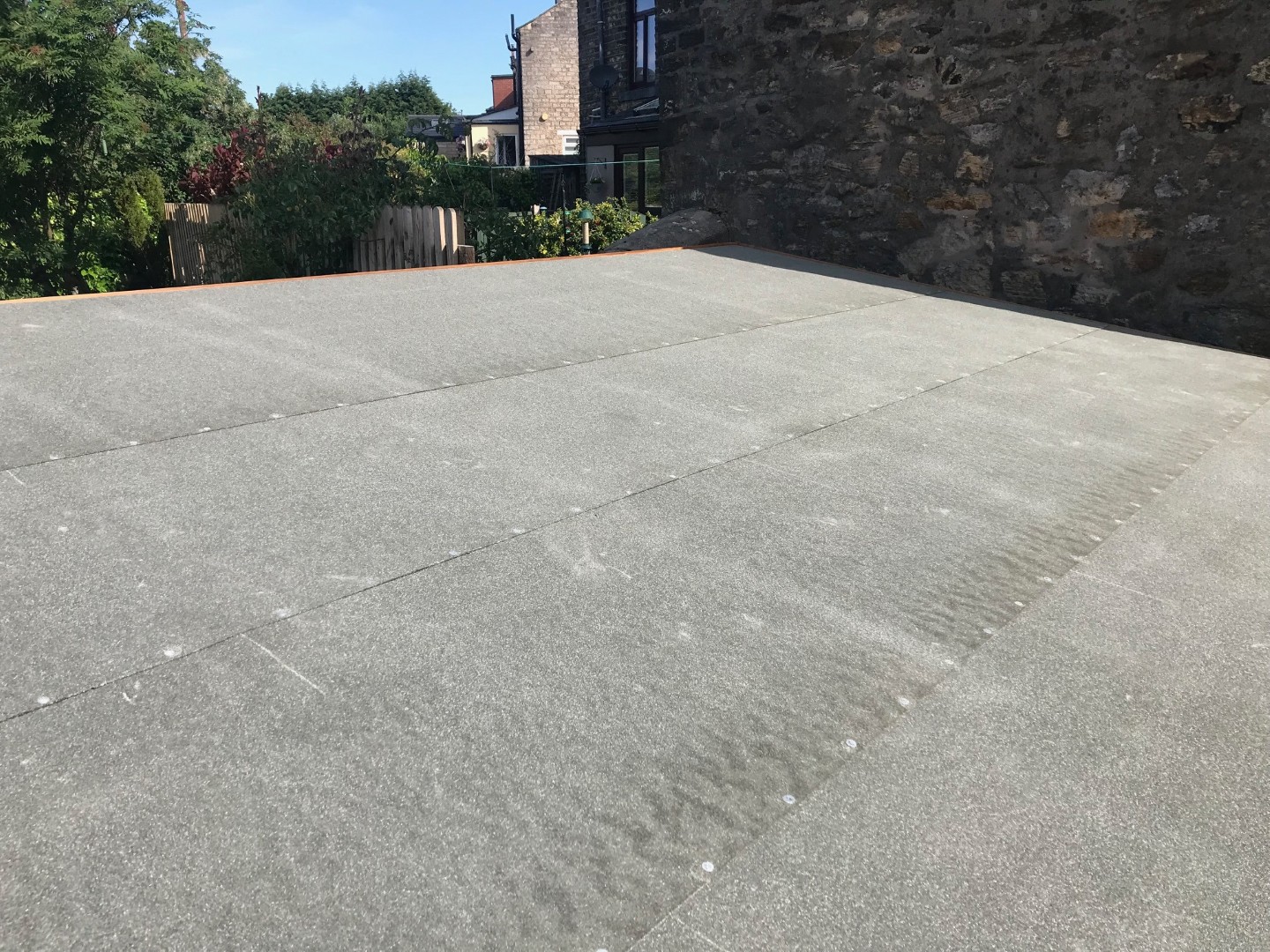 Felted pent roof of the large Liverpool storage shed