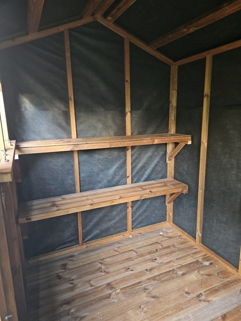 Interior shelving fitted inside the Milton Keynes HiPex Security shed