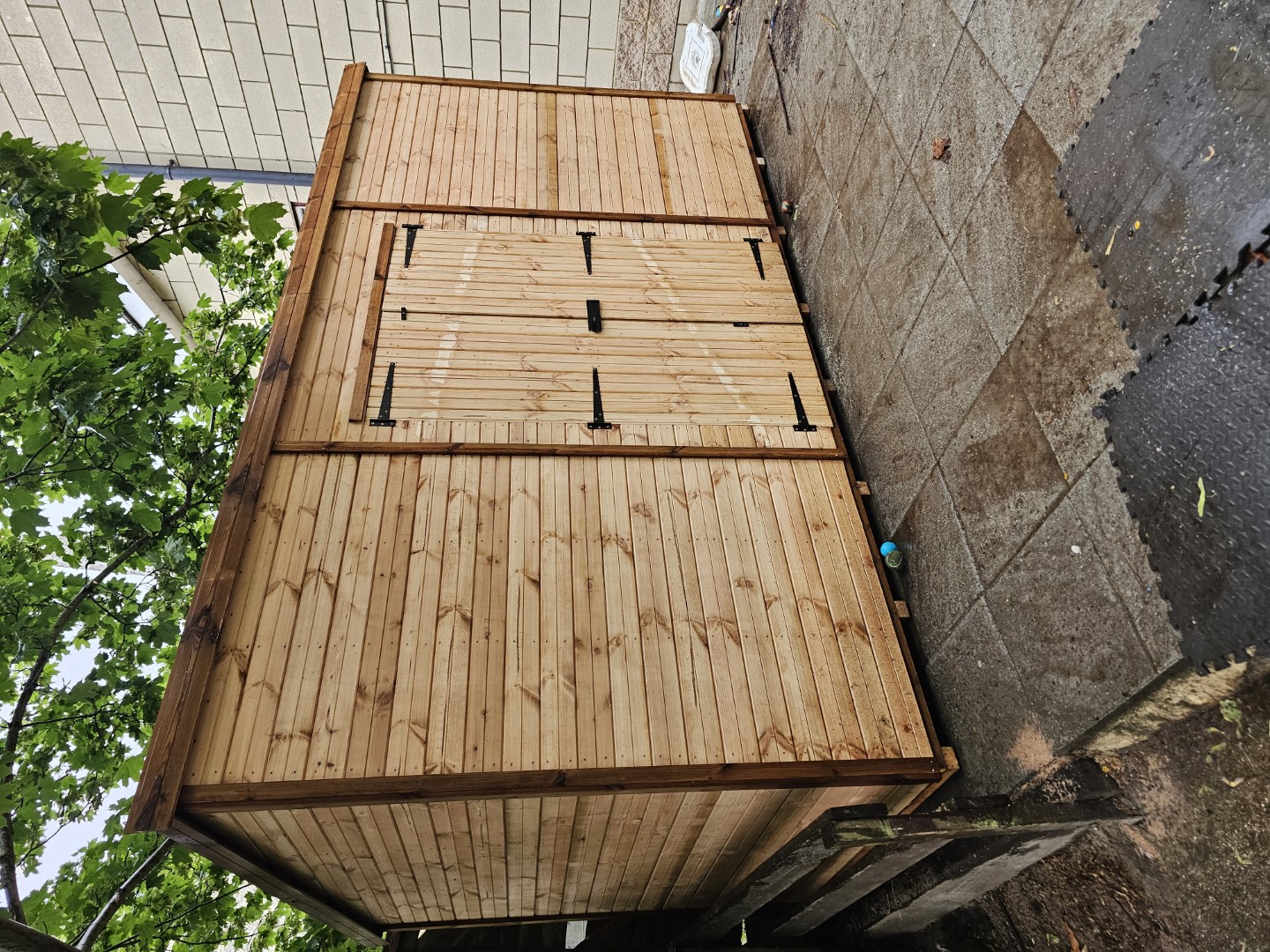 13 by 5 Pent Classic shed with double doors installed for a church toddler group in Northampton