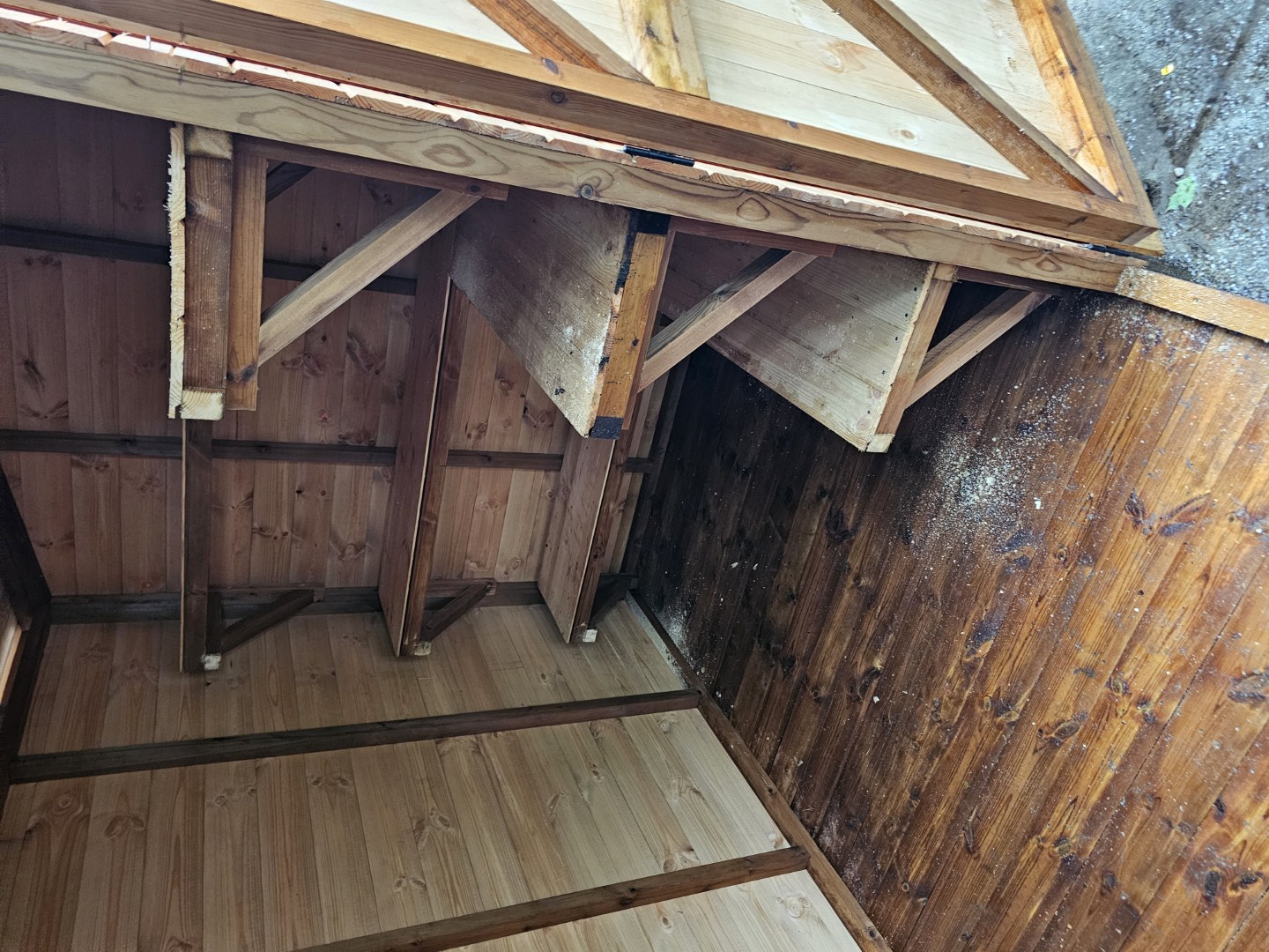 Full-length shelving fitted inside the Northampton toddler group storage shed