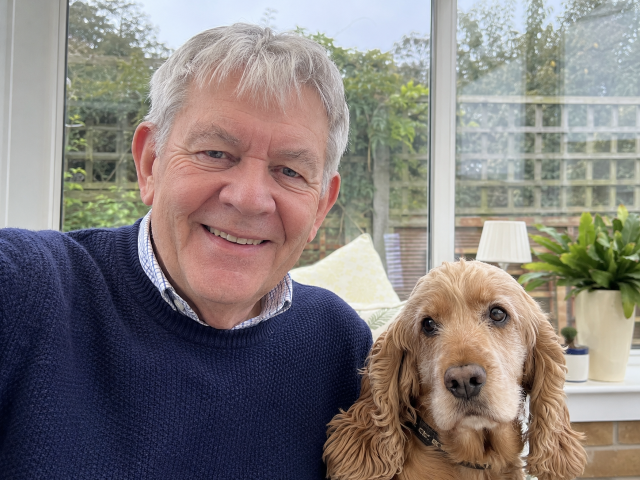 Nottingham allotment customer with his dog