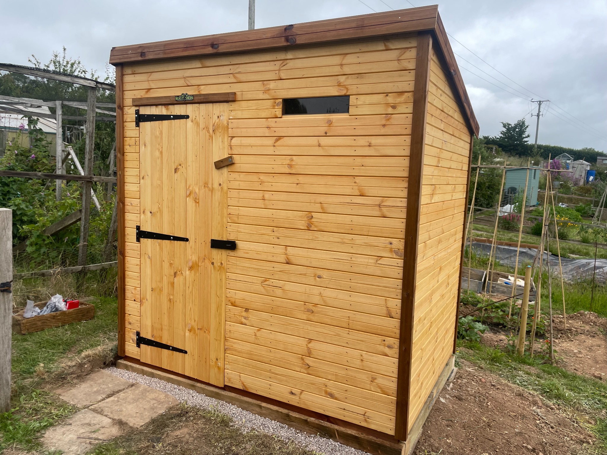 Front view of the Nottingham allotment security shed