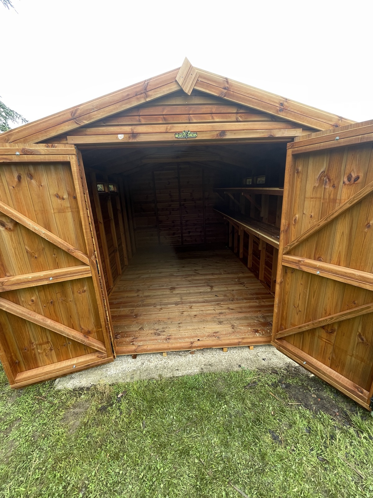 Wide view through the open double doors of the Sheffield shed