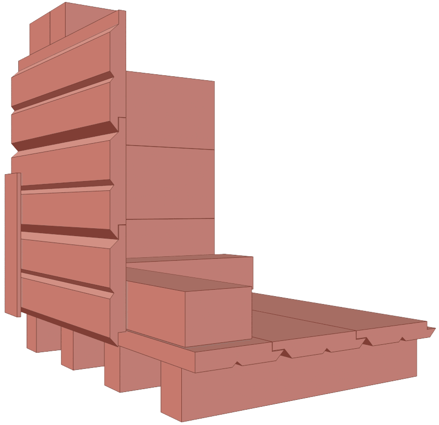 Cross-section diagram of Beast shed cladding and framework