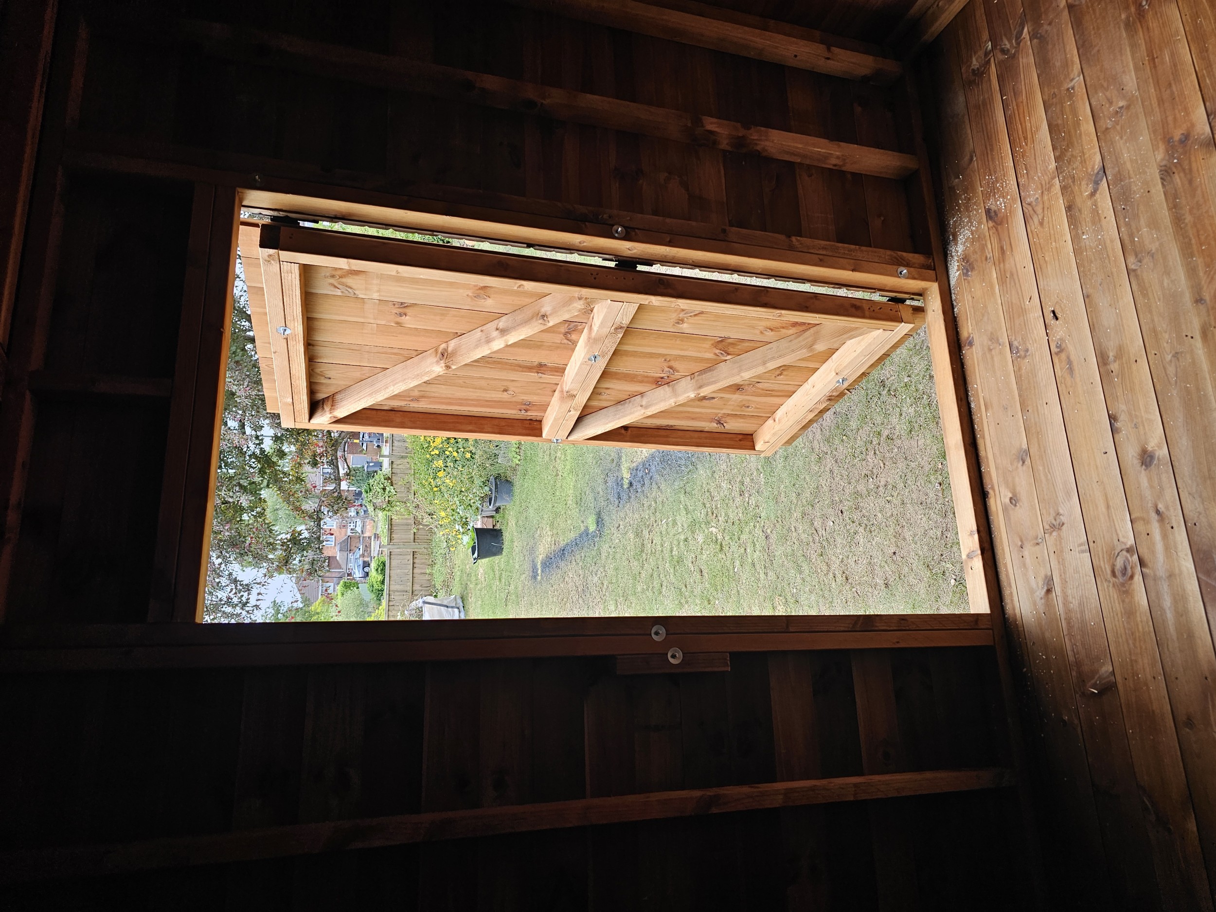 Internal view of Beast shed door framework