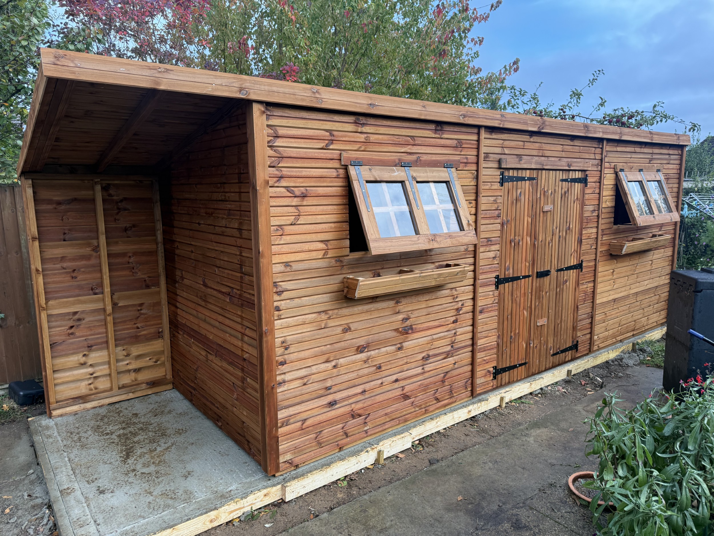3ft back-covered extension on an 18x6 shed