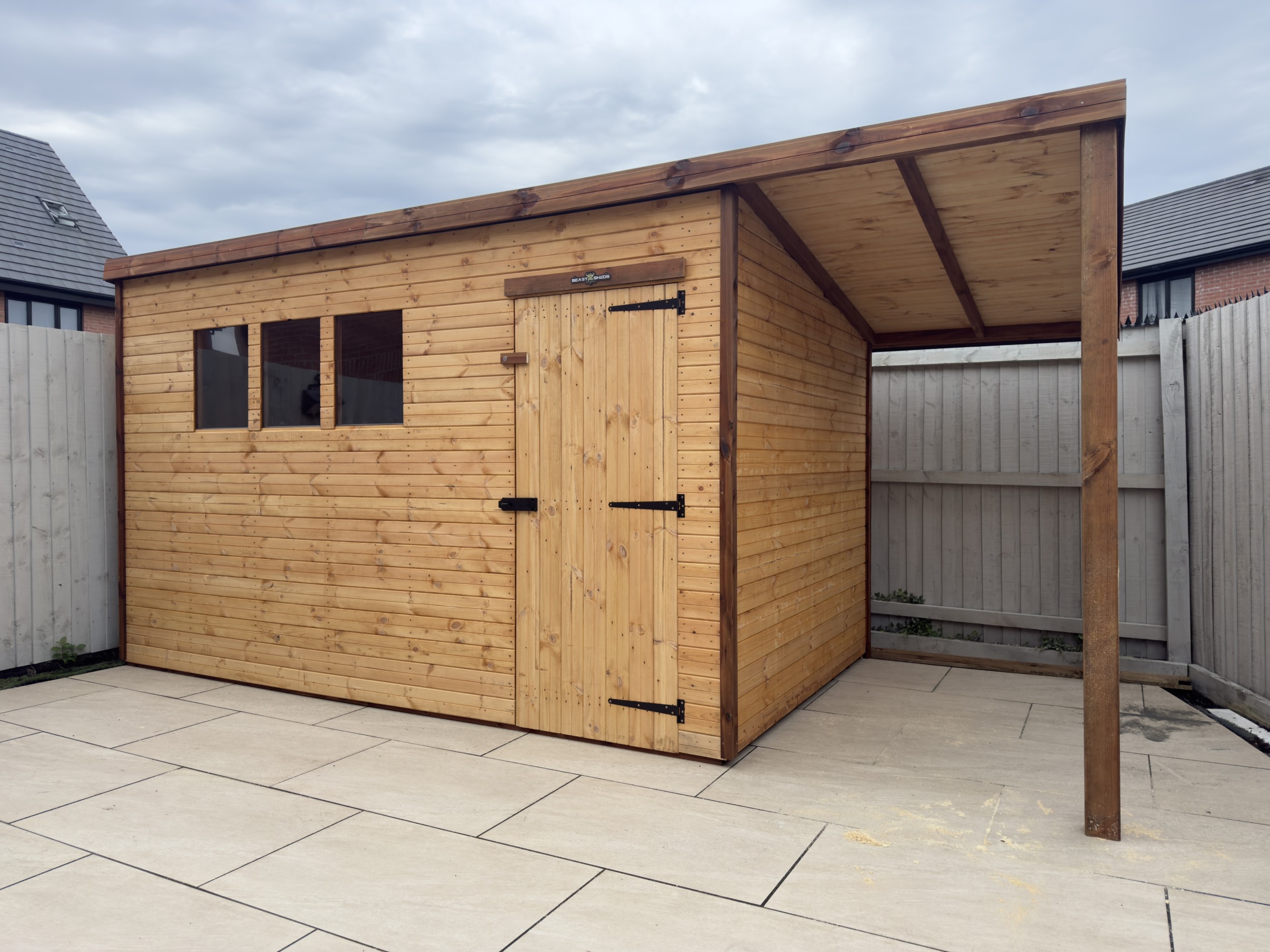 4ft open-sided extension on a 12x7 shed