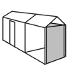 Apex shed extension diagram with back and side covered