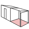 Pent shed extension diagram with flooring