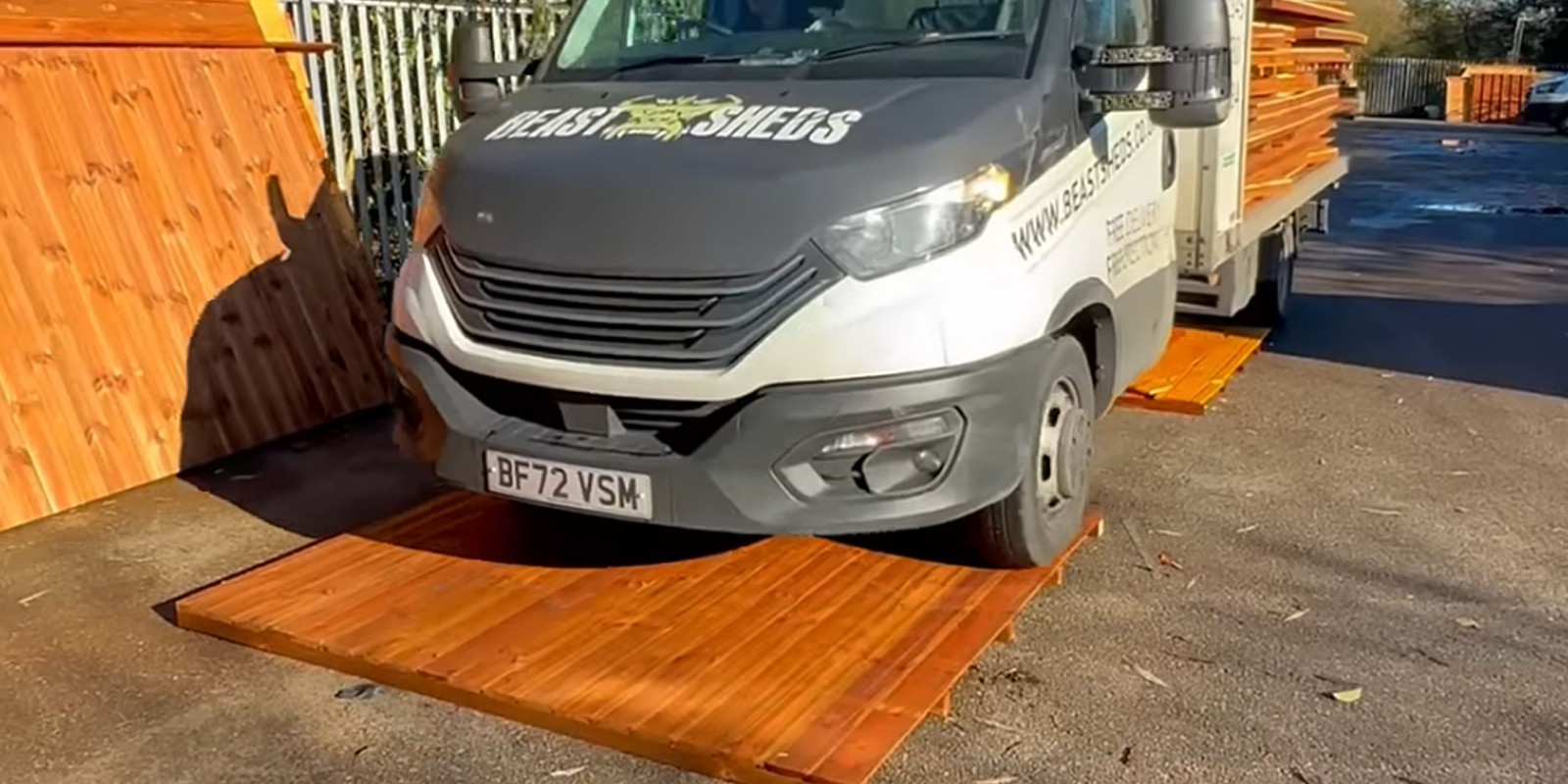 Two-tonne van parked on Beast shed flooring