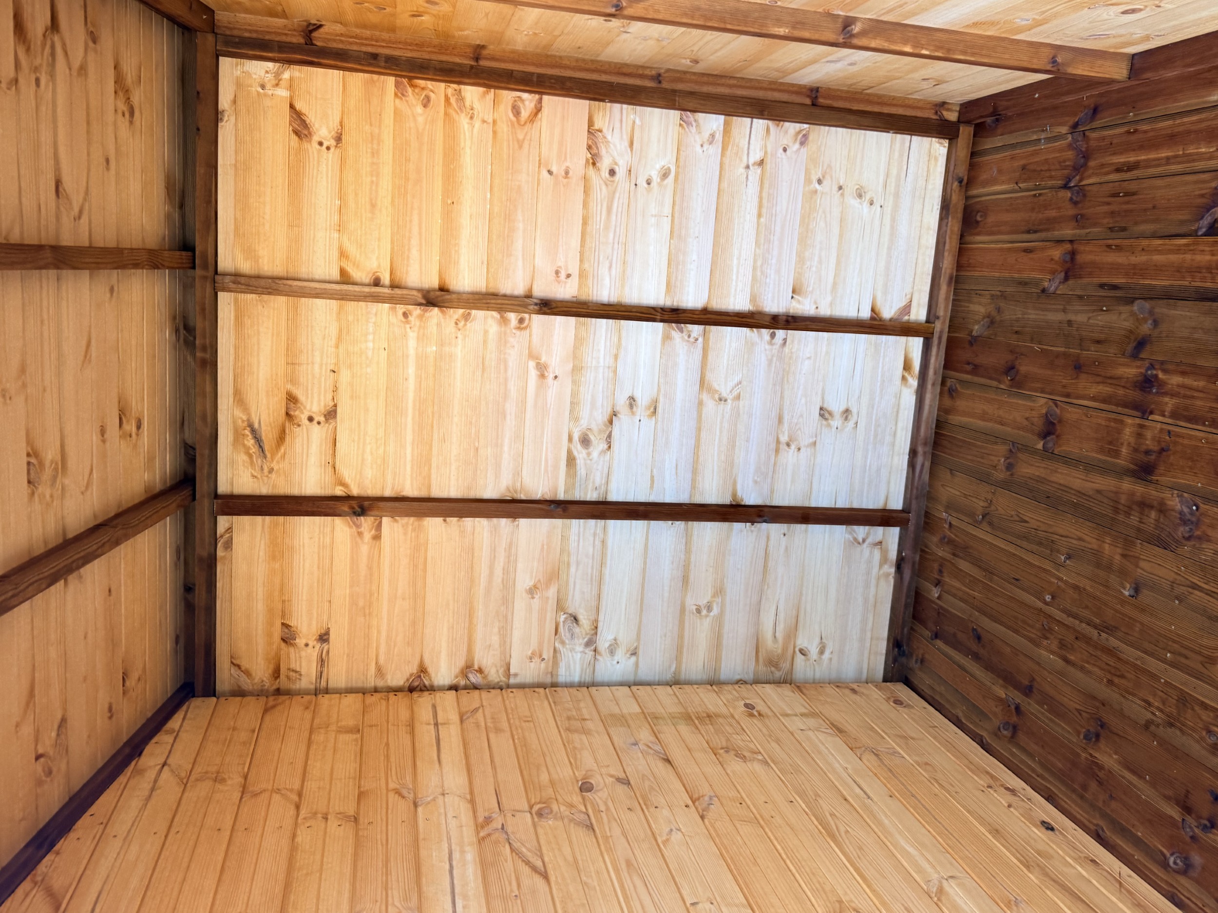 Partitioned shed interior