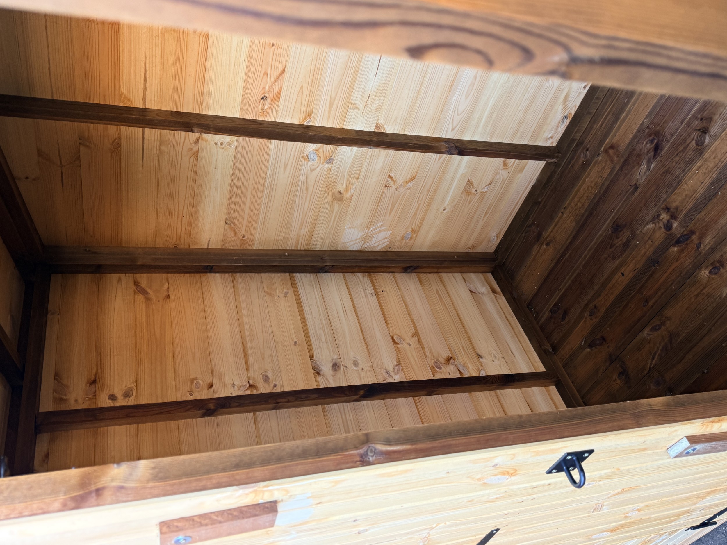 Partitioned shed interior
