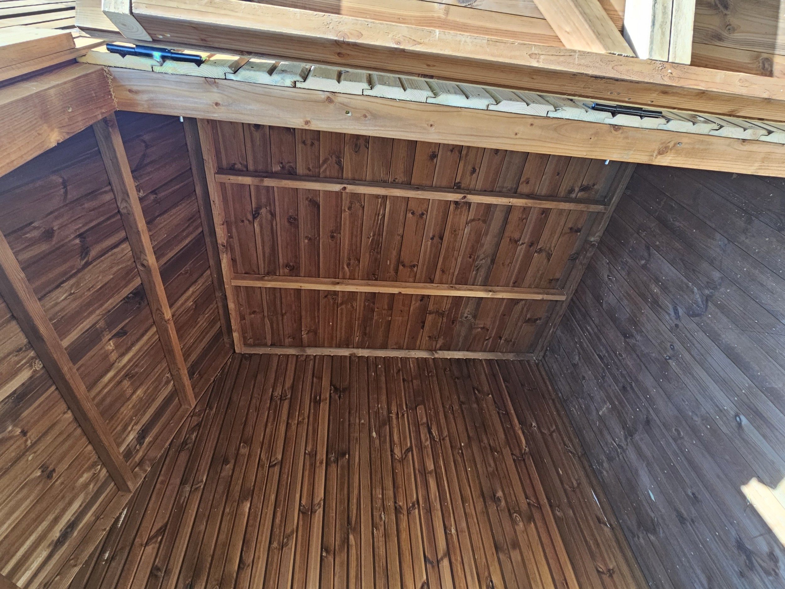 Internal timber partition framework in shed