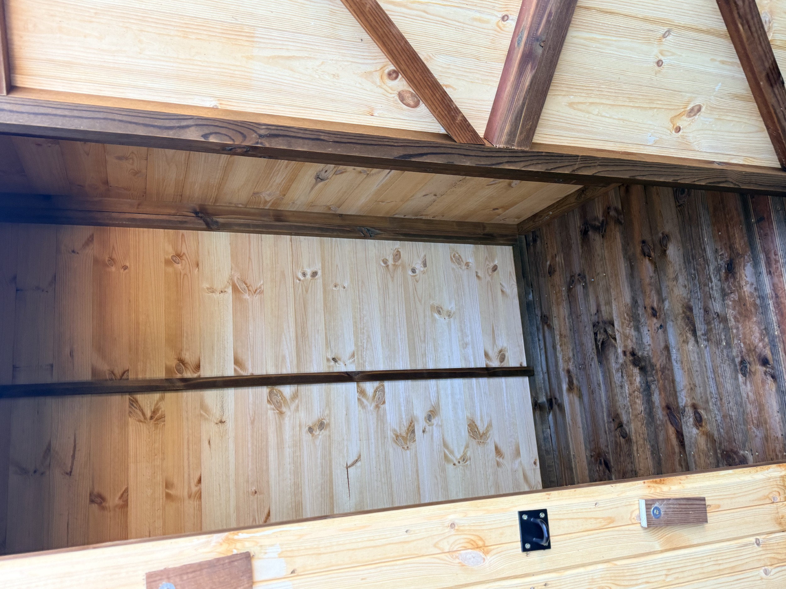 Partitioned shed interior