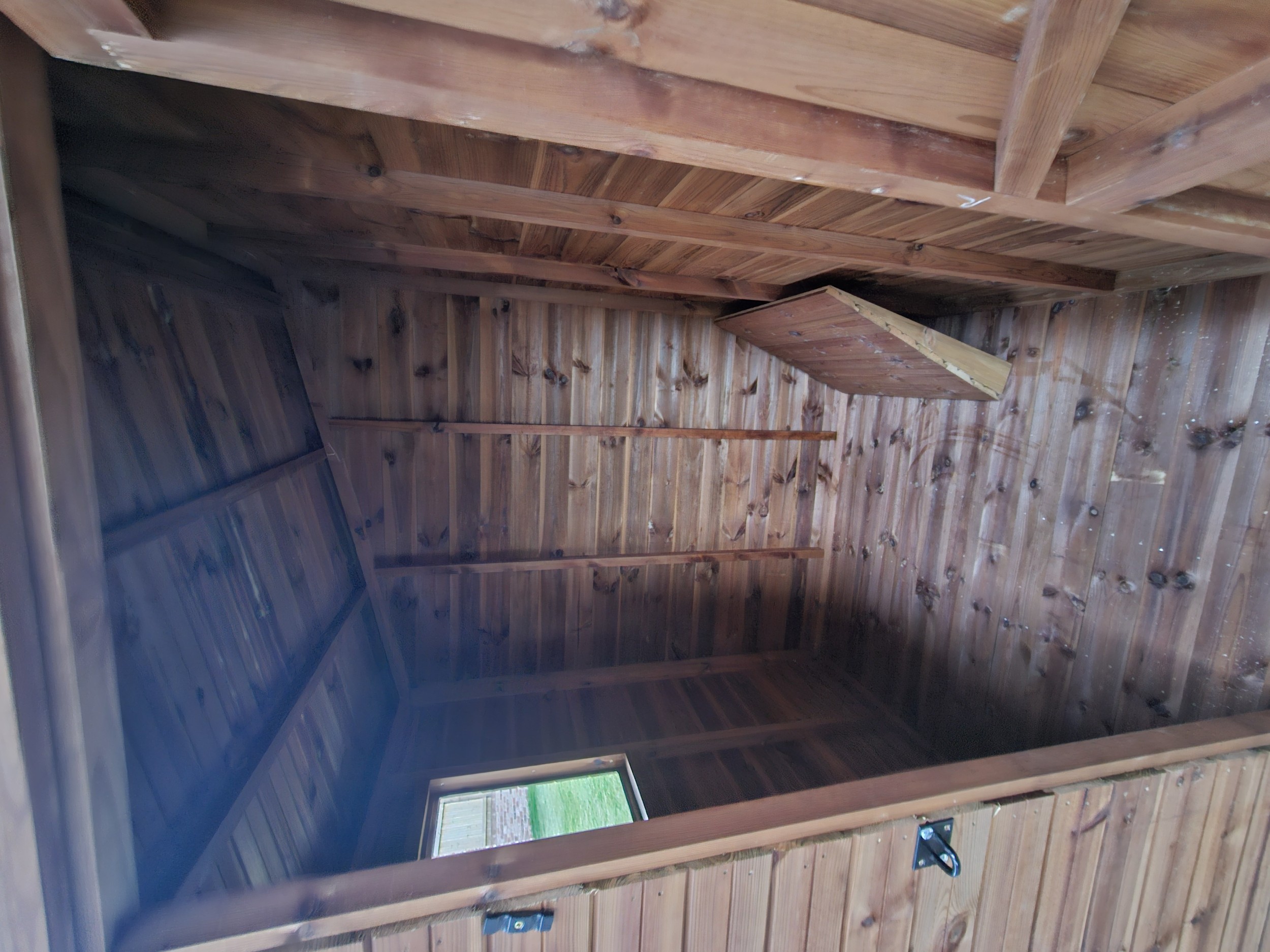 Timber access ramp at shed door