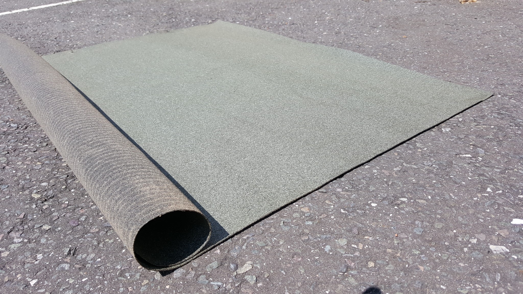 Shed roof covered with green mineral felt