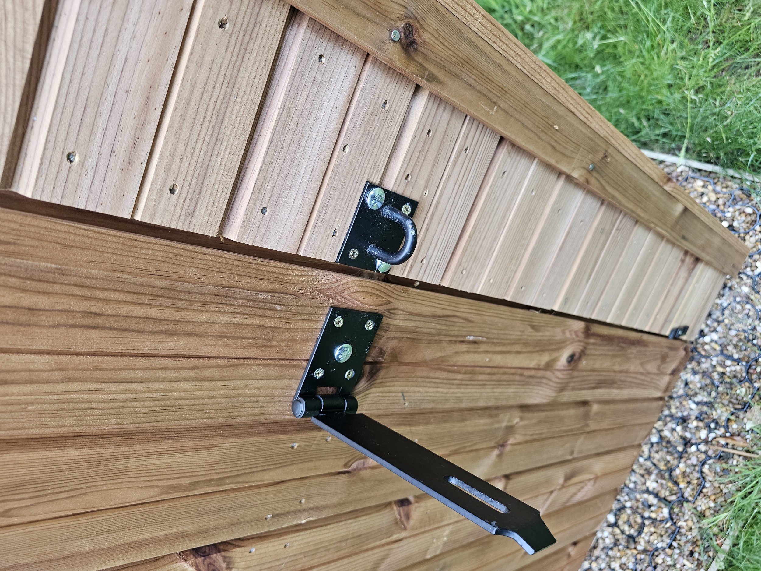 Security hasp fitted to shed door