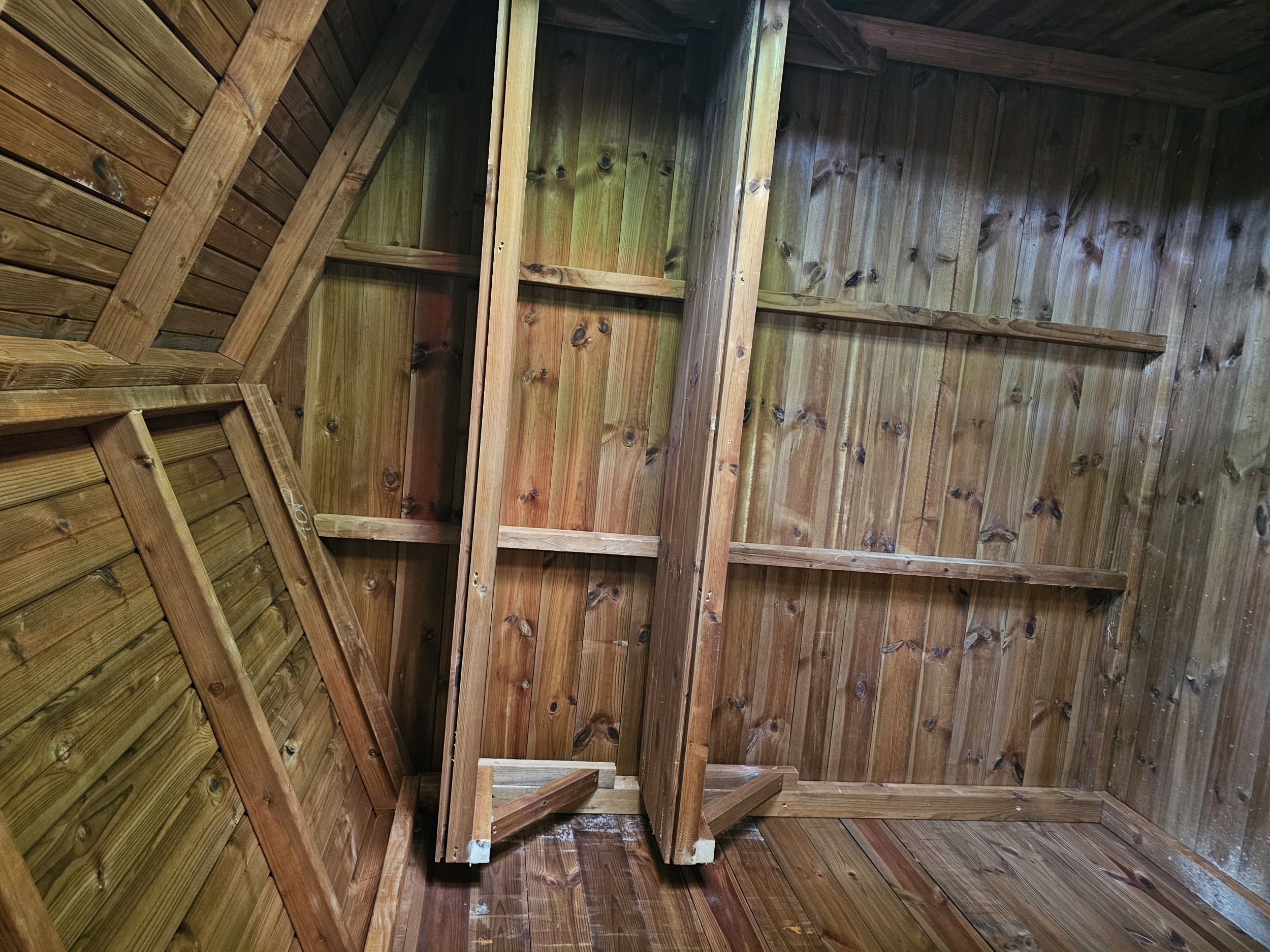 Internal timber shelving