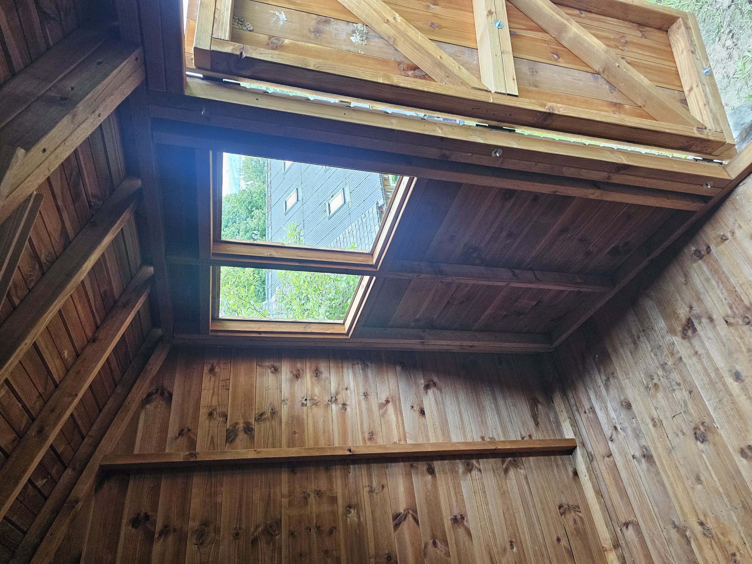 Internal view of standard shed window framework